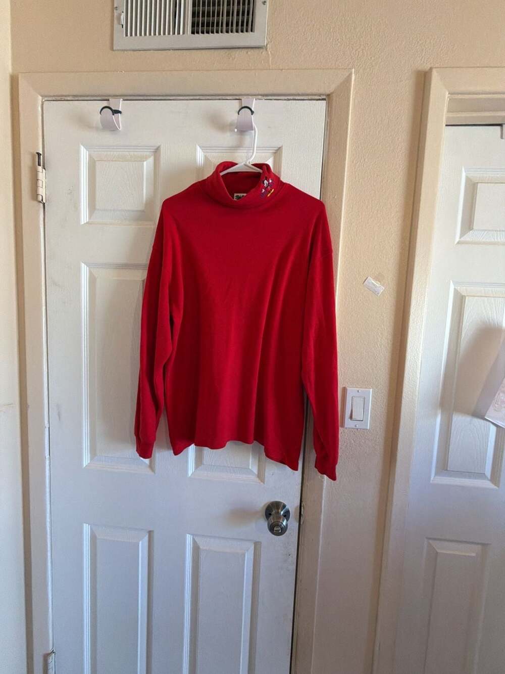 Disney Mickey Mouse Turtleneck Sweatshirt Red Embroidered SOU1017A